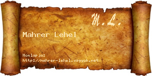 Mahrer Lehel névjegykártya